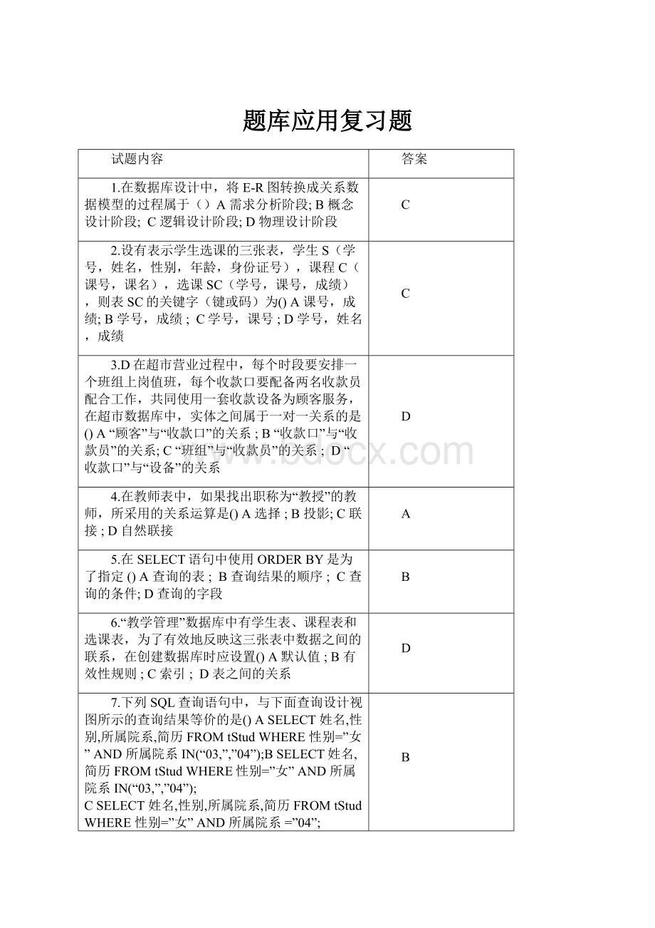 题库应用复习题.docx_第1页