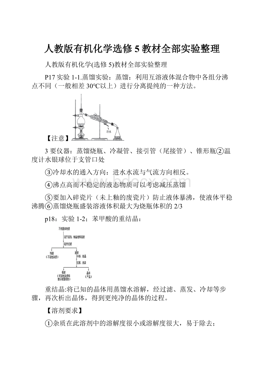 人教版有机化学选修5教材全部实验整理.docx