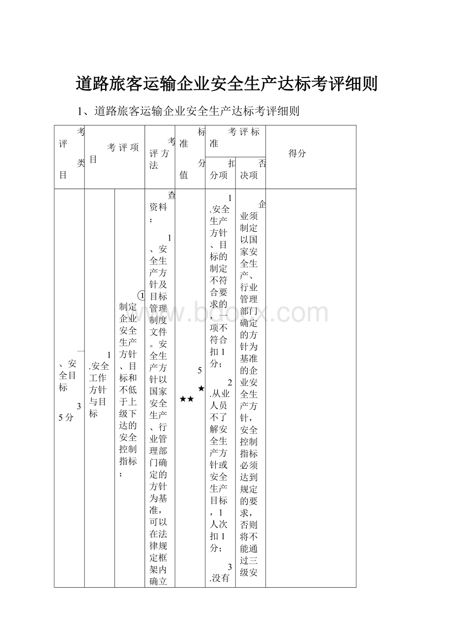 道路旅客运输企业安全生产达标考评细则.docx