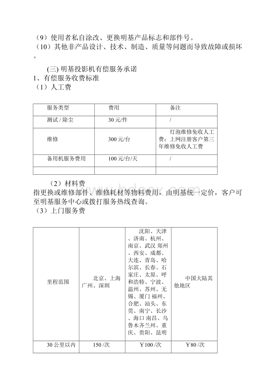 明基投影机产品服务承诺.docx_第3页