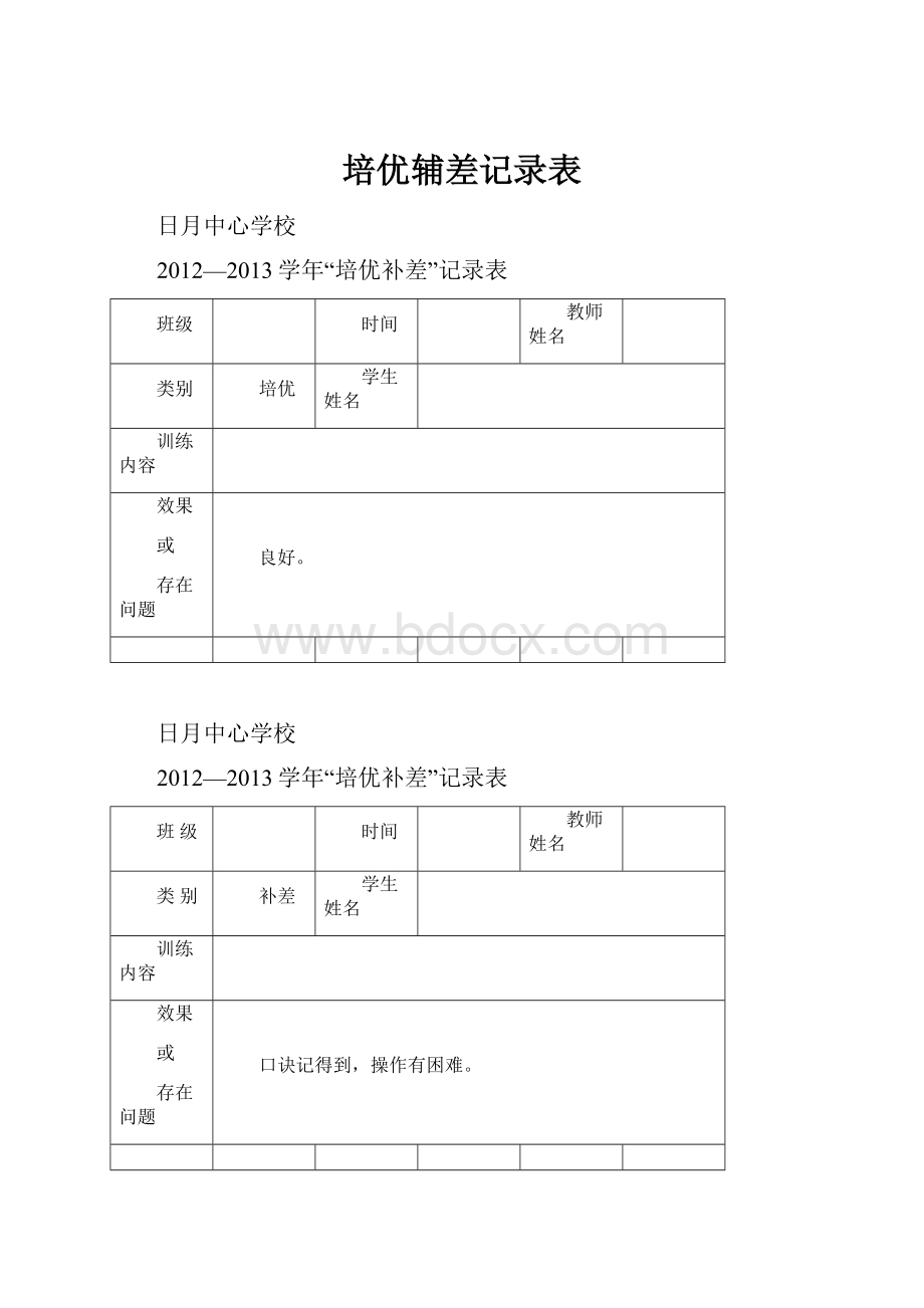 培优辅差记录表.docx_第1页