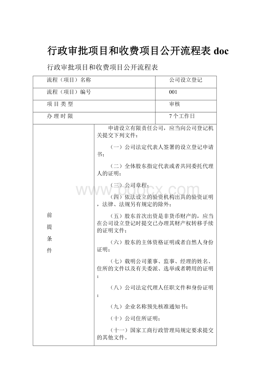 行政审批项目和收费项目公开流程表doc.docx