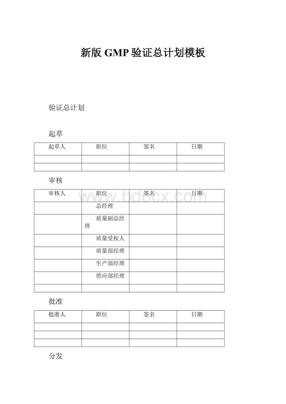 新版GMP验证总计划模板.docx_第1页