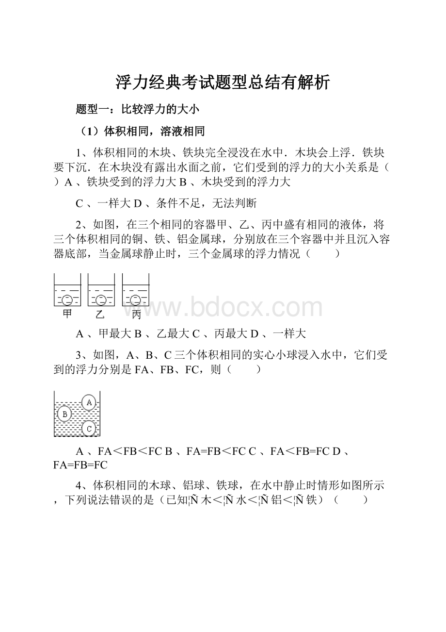 浮力经典考试题型总结有解析.docx_第1页