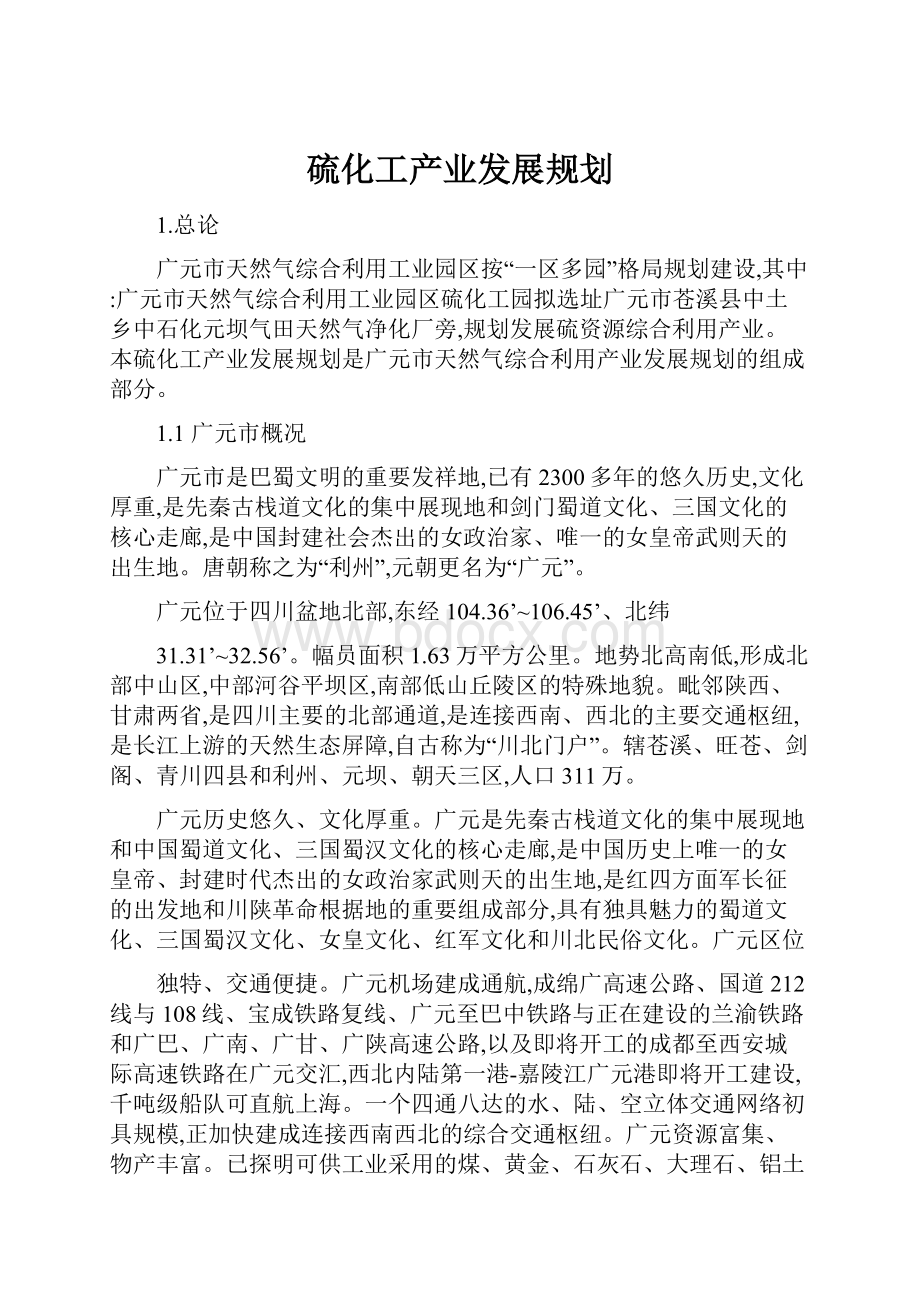 硫化工产业发展规划.docx