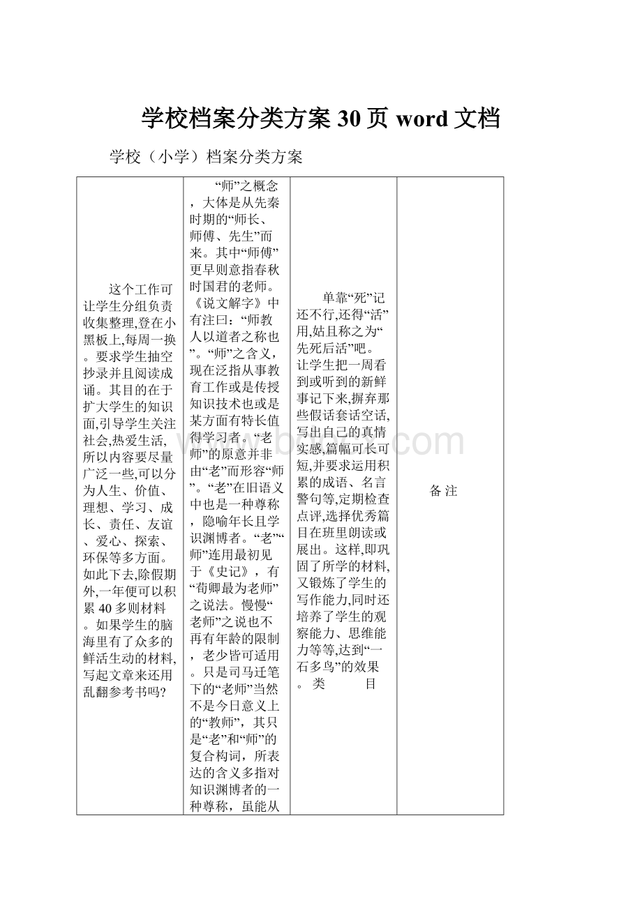 学校档案分类方案30页word文档.docx