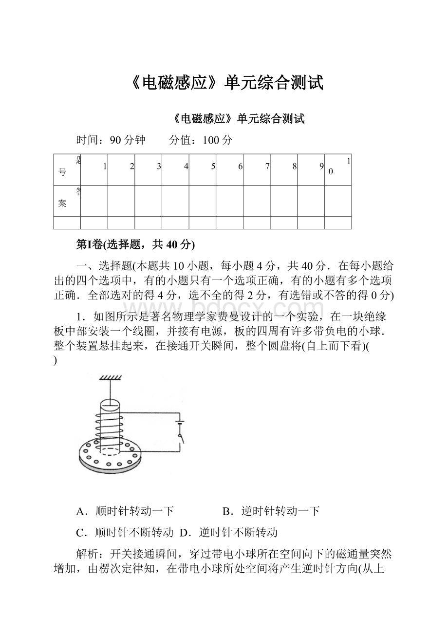 《电磁感应》单元综合测试.docx