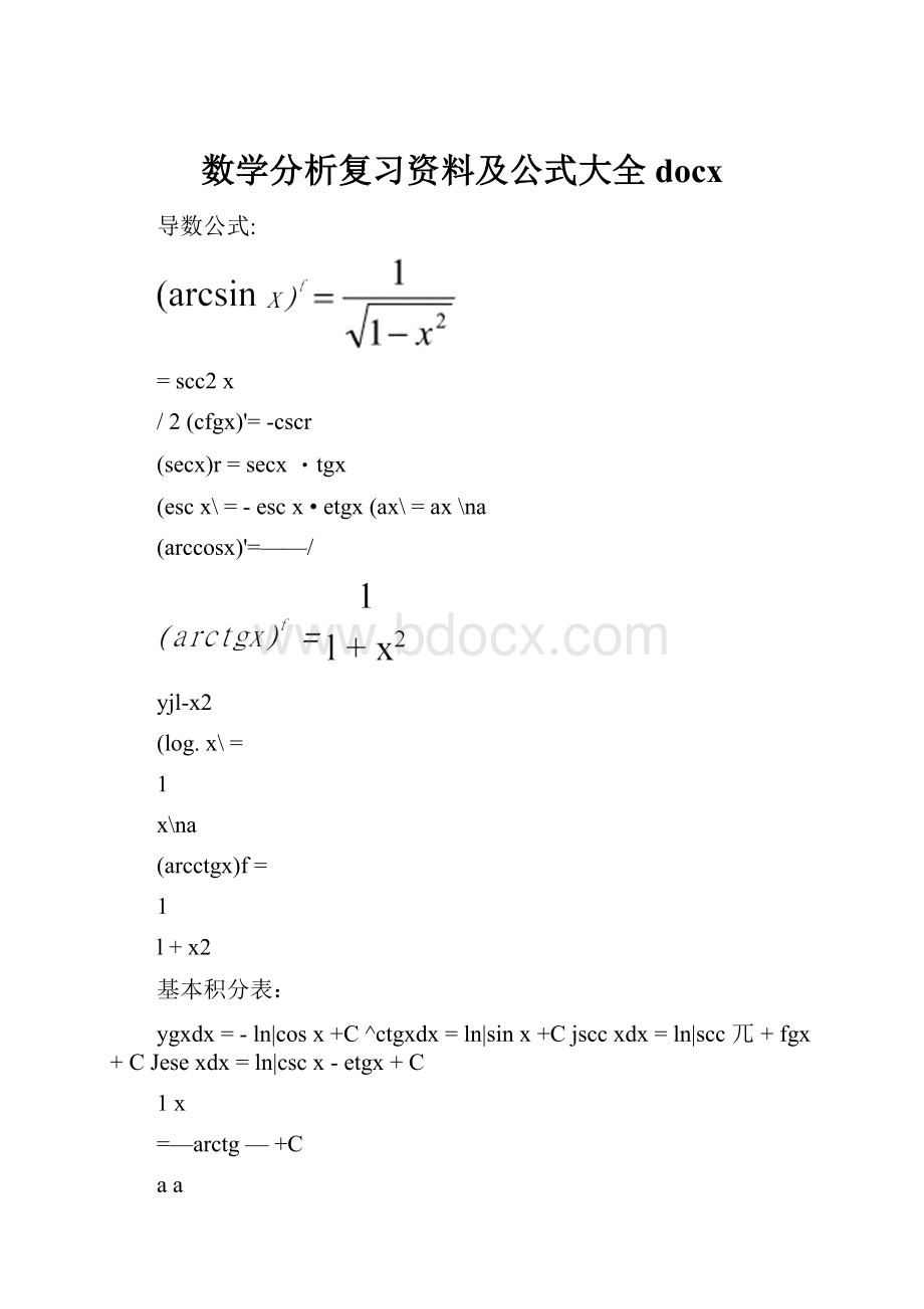 数学分析复习资料及公式大全docx.docx_第1页