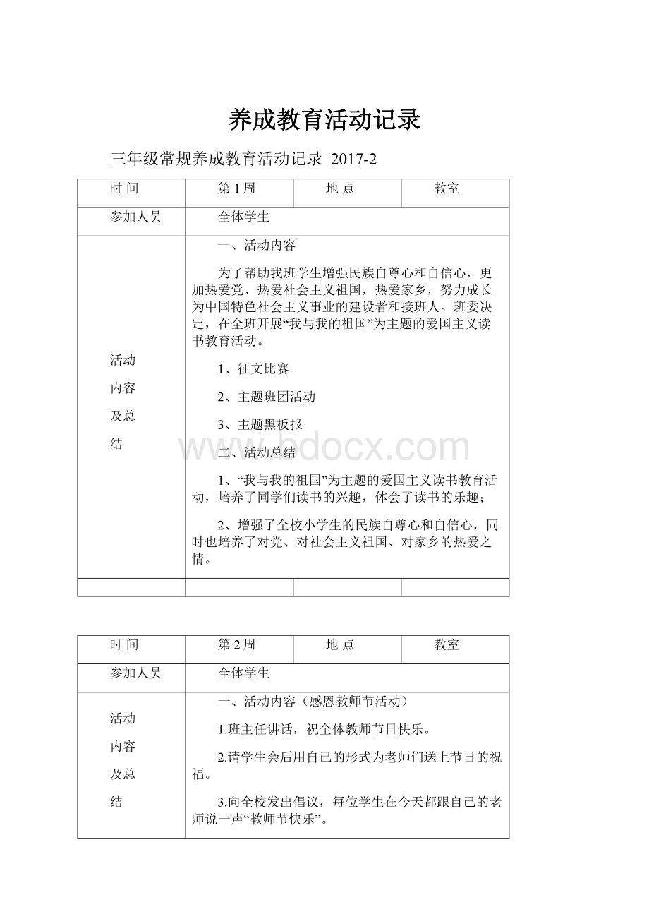 养成教育活动记录.docx_第1页