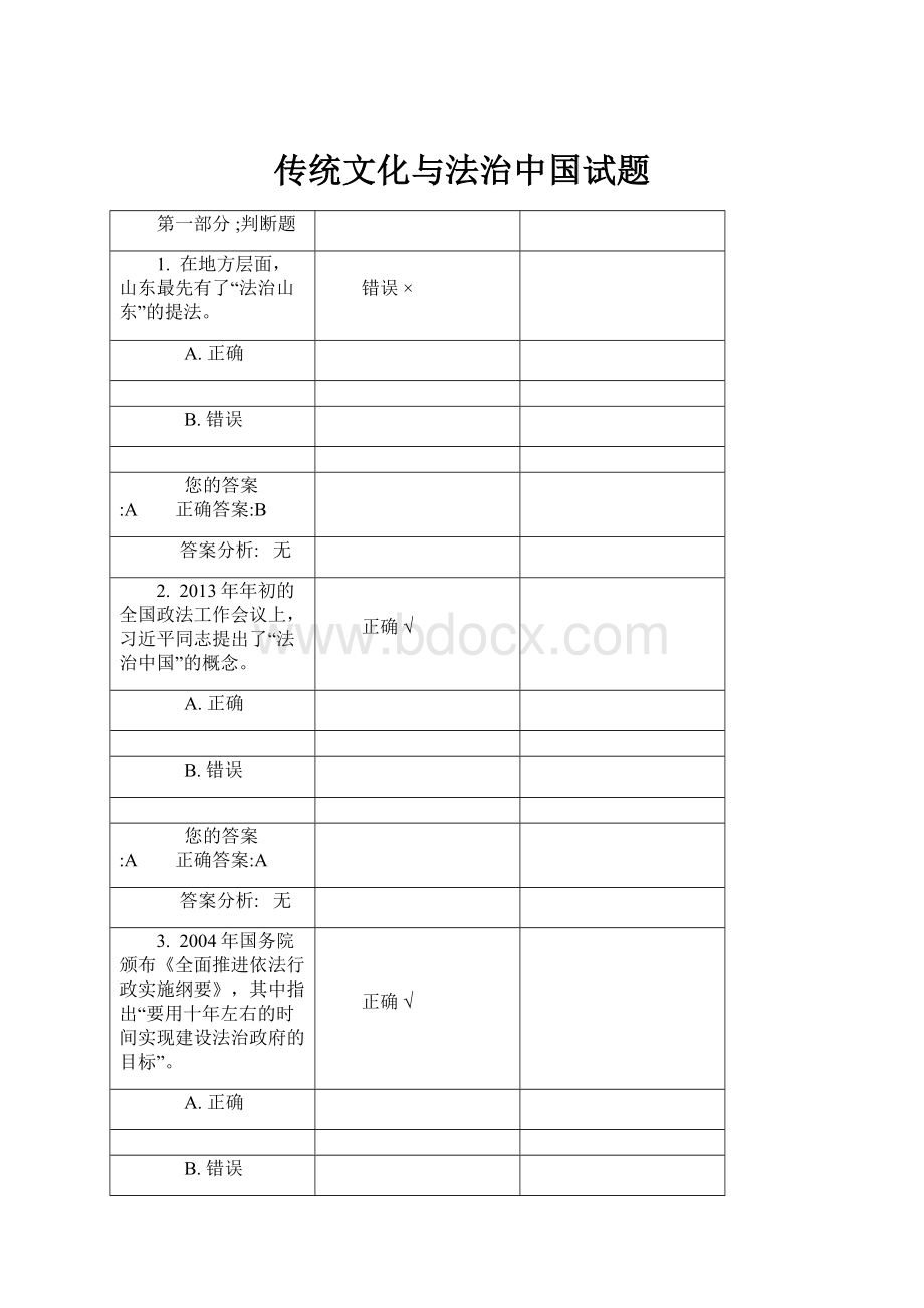 传统文化与法治中国试题.docx_第1页