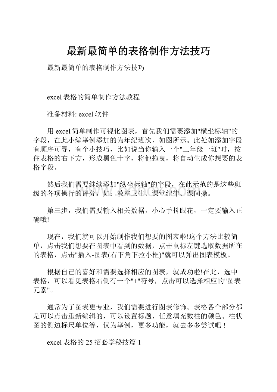 最新最简单的表格制作方法技巧.docx_第1页