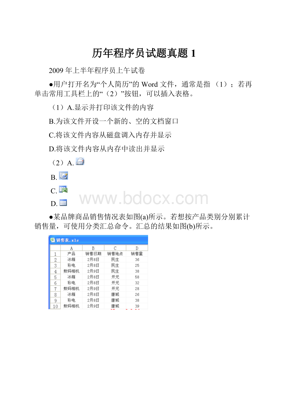 历年程序员试题真题1.docx