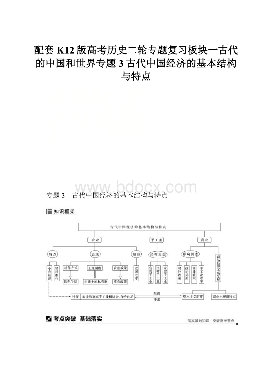 配套K12版高考历史二轮专题复习板块一古代的中国和世界专题3古代中国经济的基本结构与特点.docx