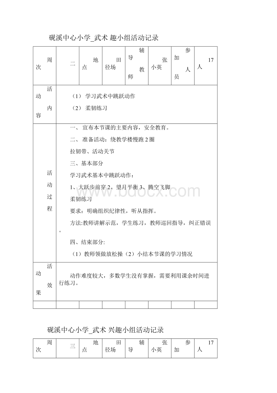 武术兴趣小组下学期记录分析.docx_第2页