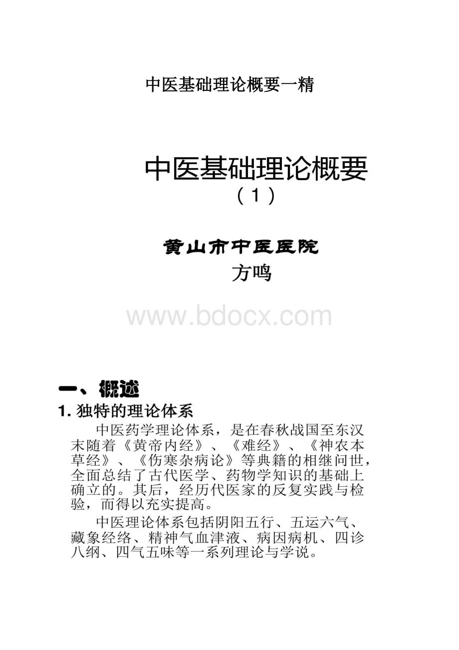 中医基础理论概要一精.docx