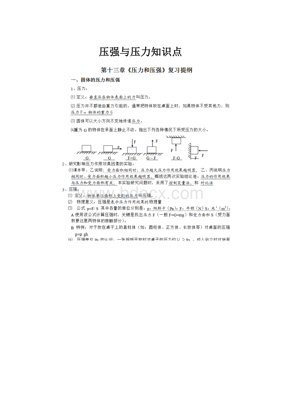 压强与压力知识点.docx_第1页