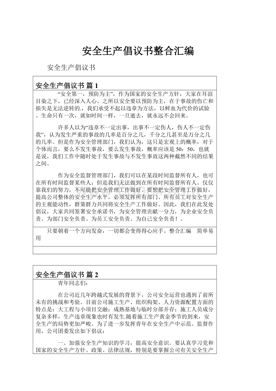 安全生产倡议书整合汇编.docx