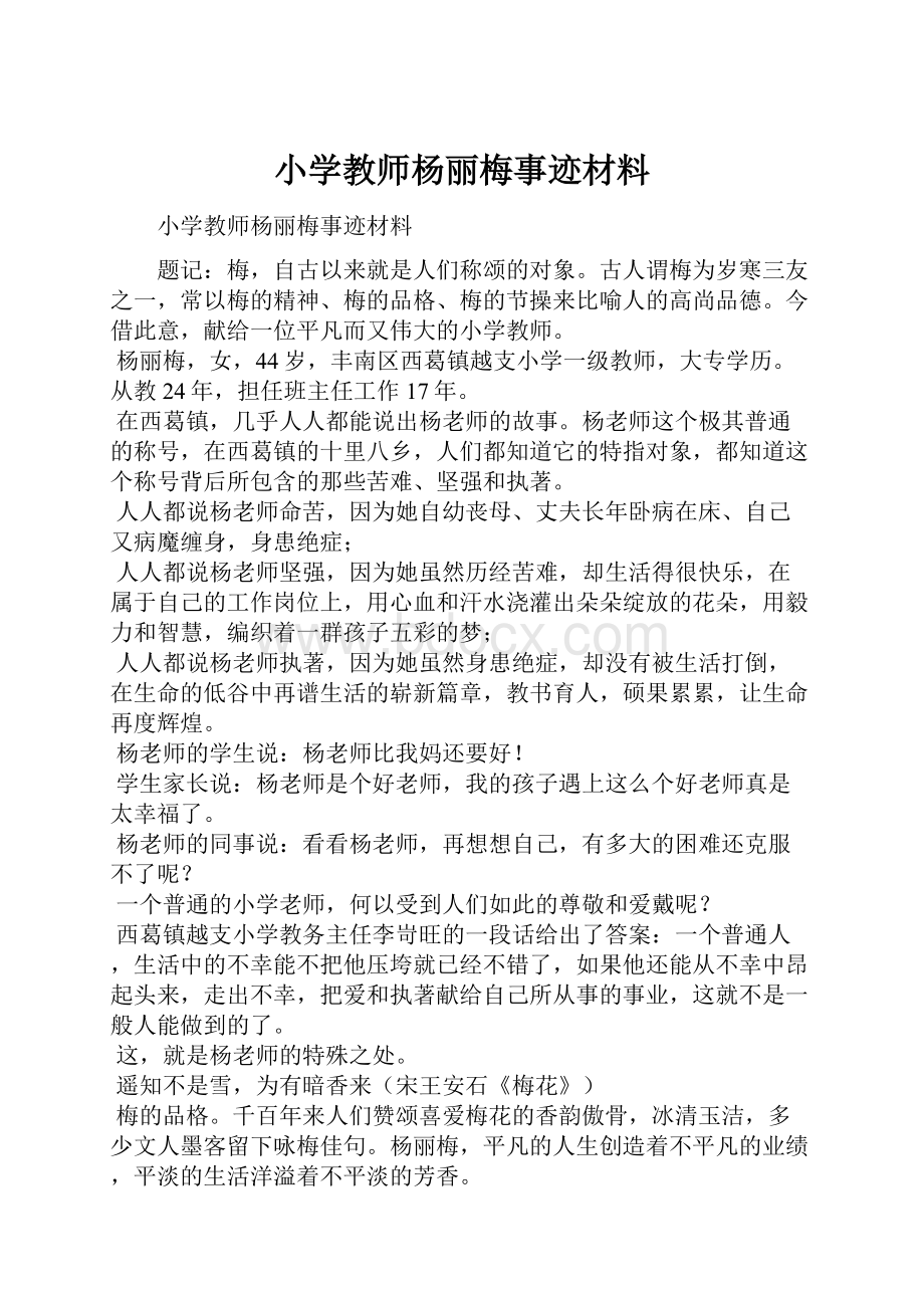 小学教师杨丽梅事迹材料.docx