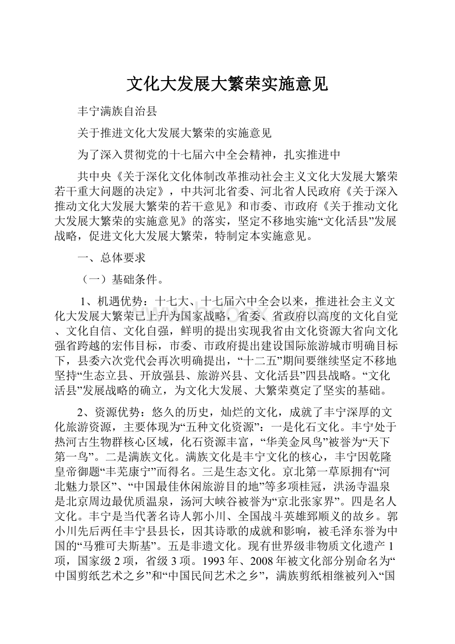 文化大发展大繁荣实施意见.docx_第1页