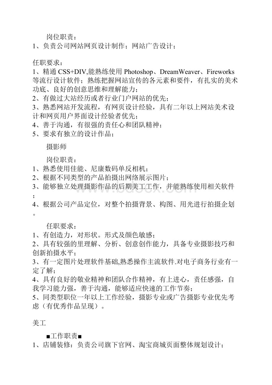 电子商务各岗位职责及任职要求.docx_第2页