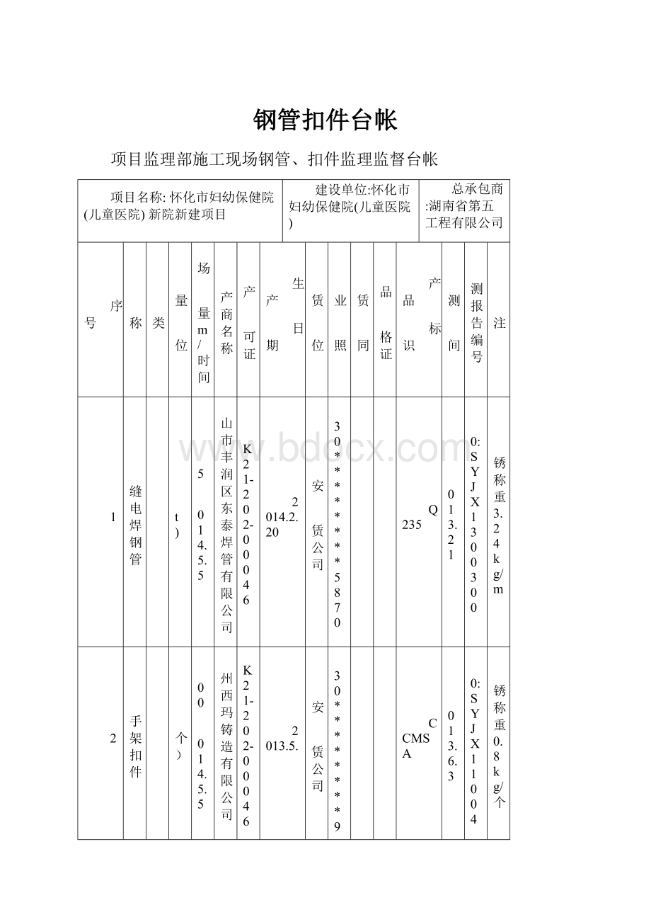 钢管扣件台帐.docx