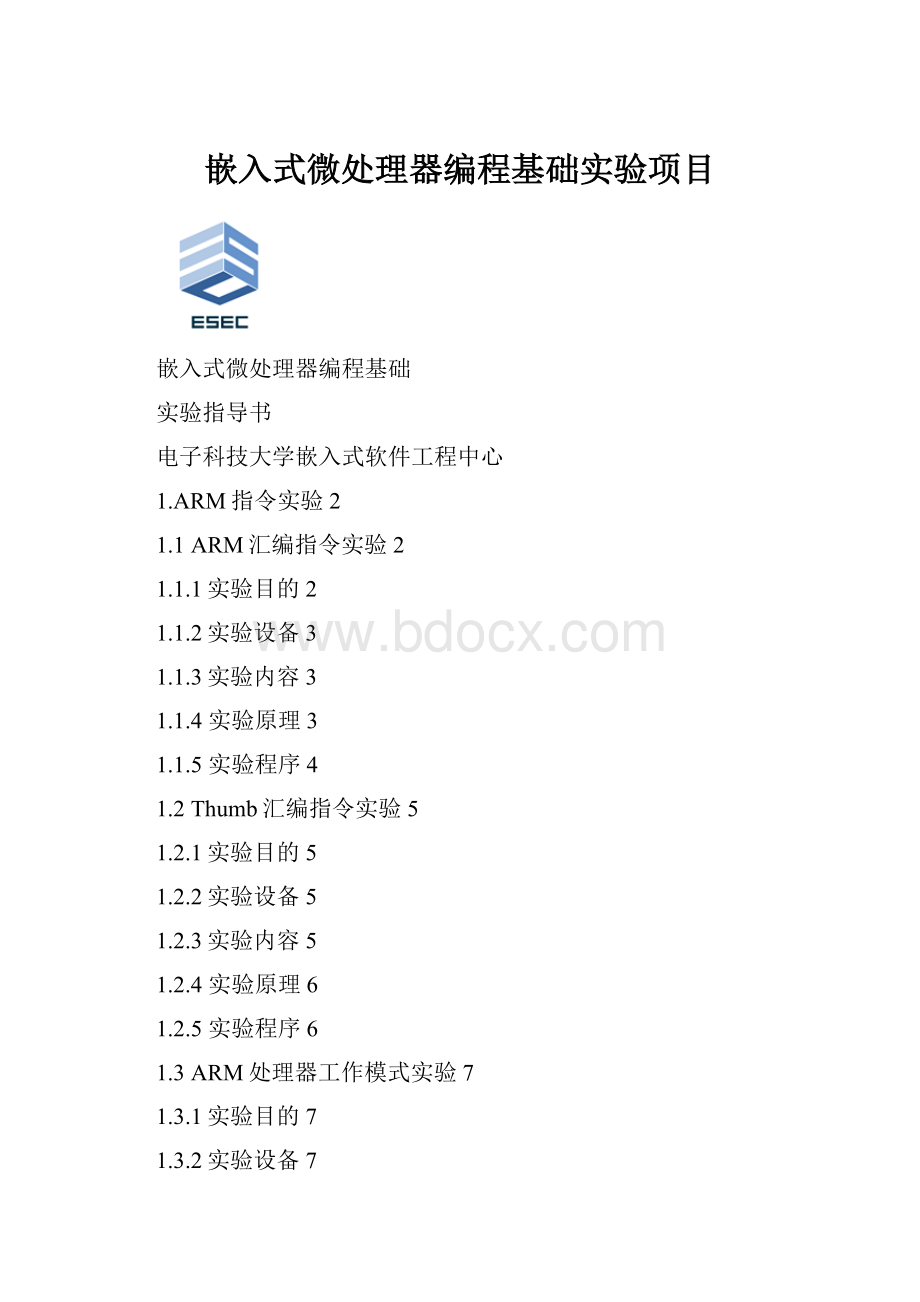 嵌入式微处理器编程基础实验项目.docx