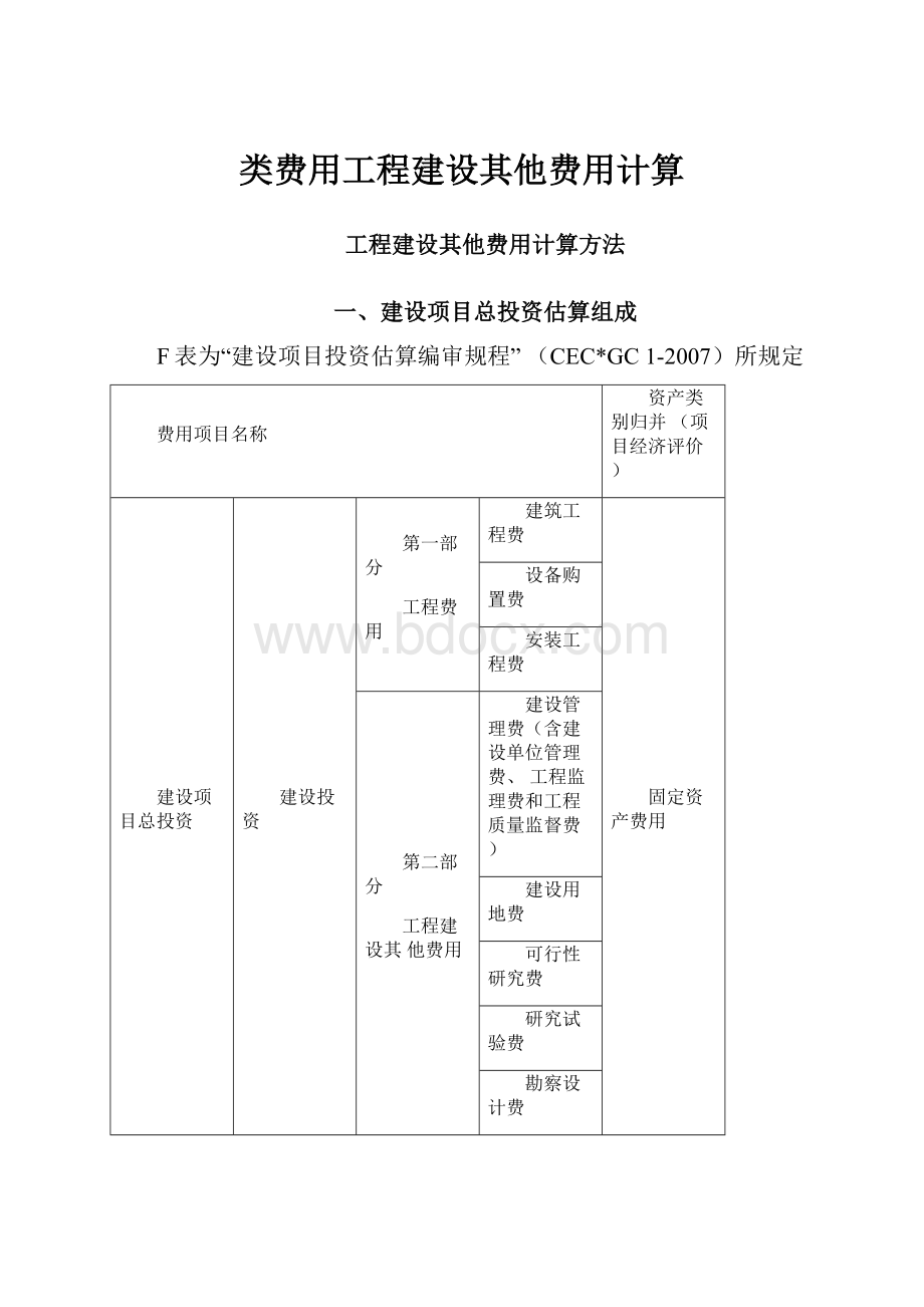 类费用工程建设其他费用计算.docx