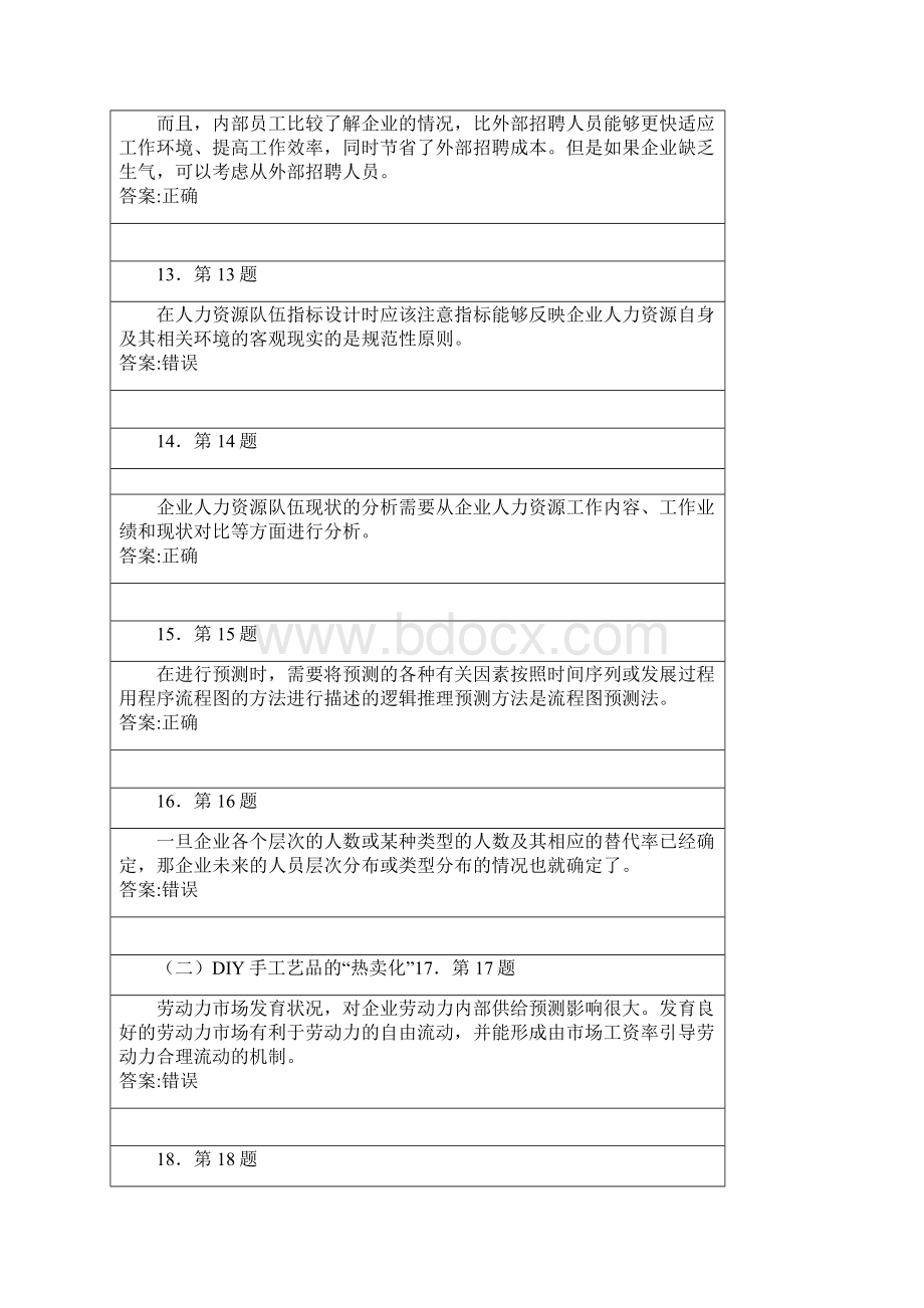 最新《人力资源规划》在线练习判断题.docx_第3页