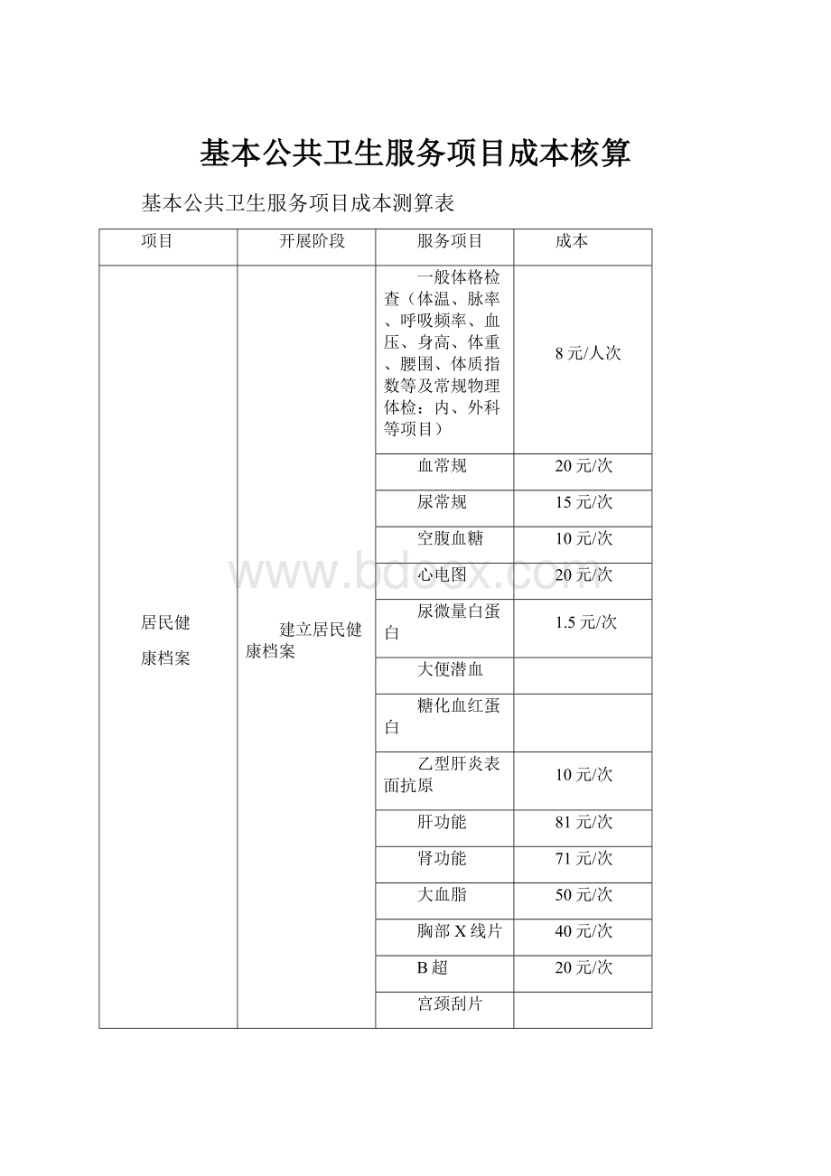 基本公共卫生服务项目成本核算.docx_第1页