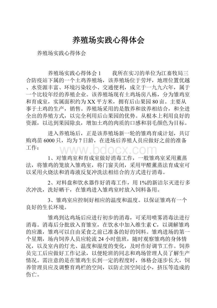 养殖场实践心得体会.docx_第1页