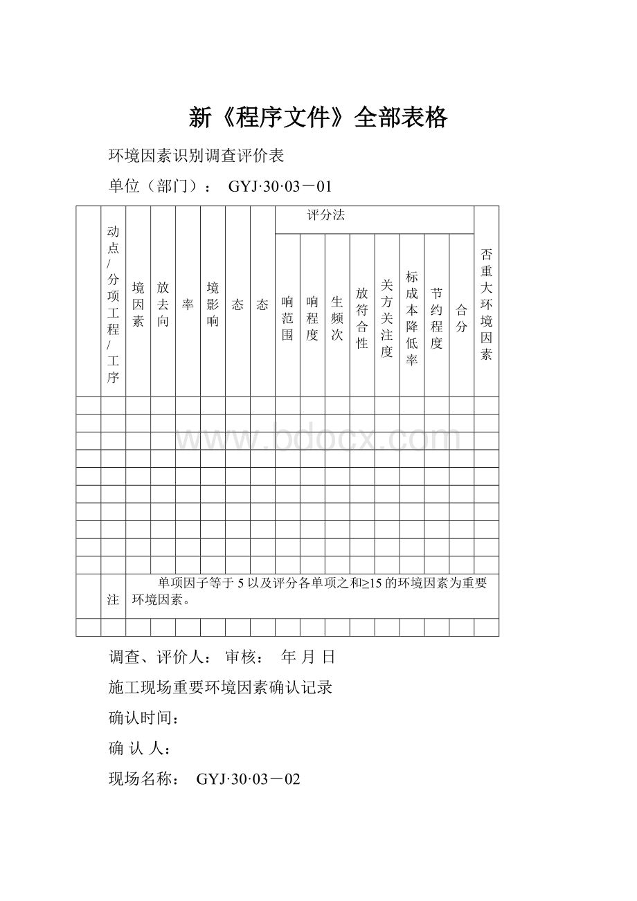 新《程序文件》全部表格.docx