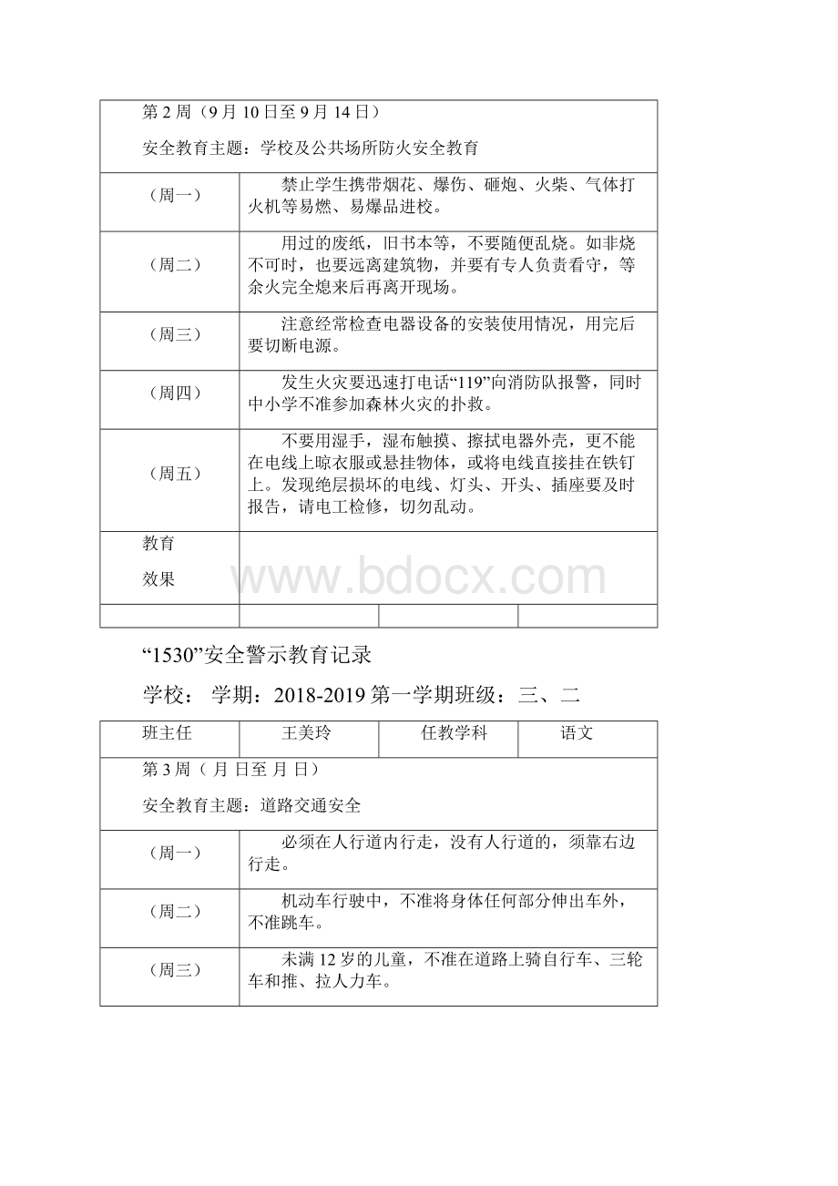 小学1530安全教育记录表格式.docx_第2页