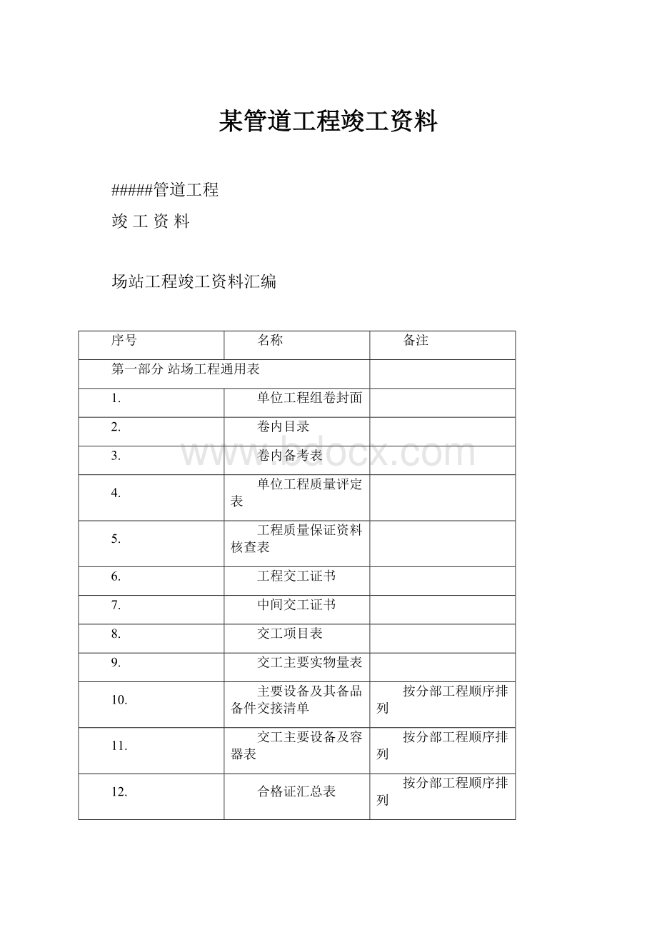 某管道工程竣工资料.docx