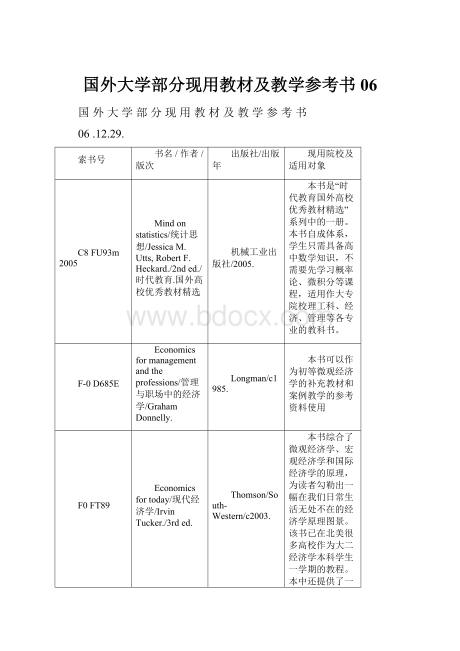 国外大学部分现用教材及教学参考书06.docx