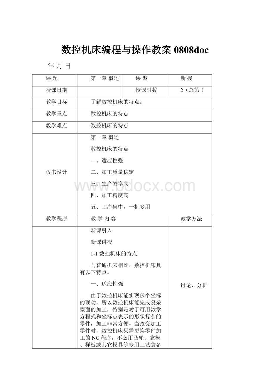 数控机床编程与操作教案0808doc.docx