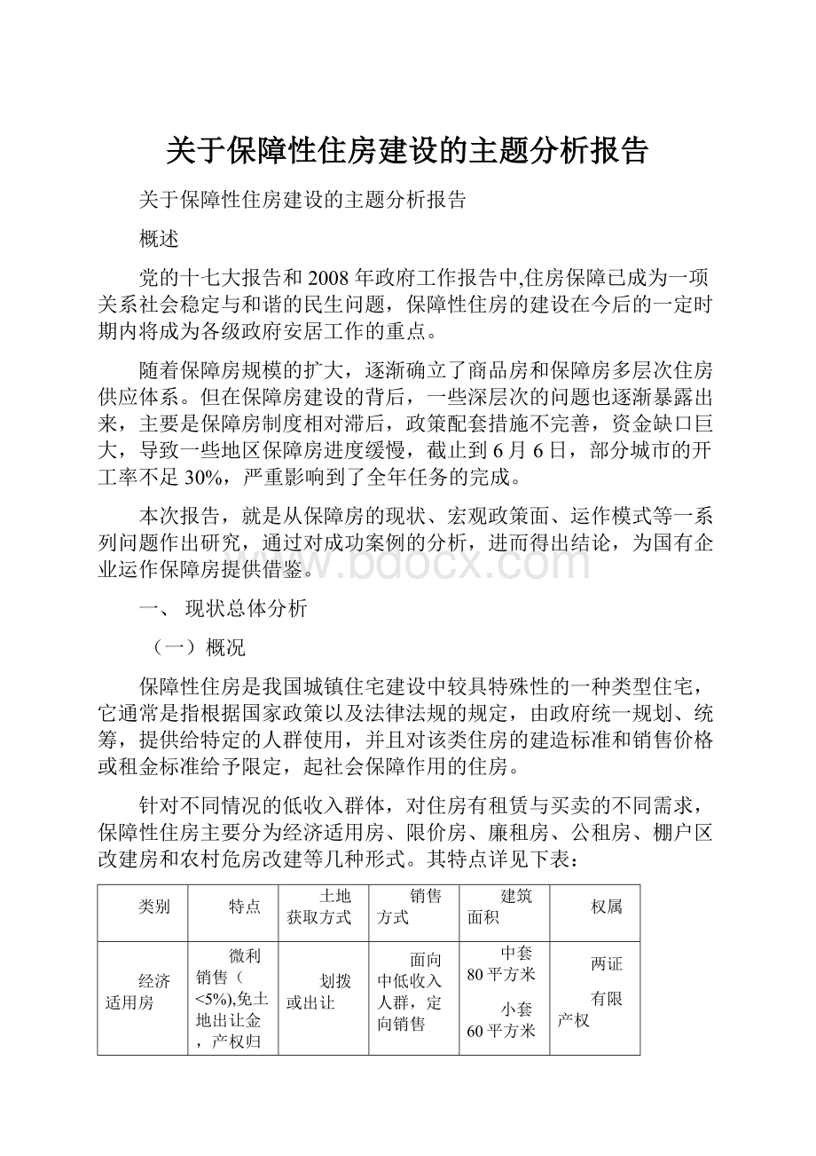 关于保障性住房建设的主题分析报告.docx