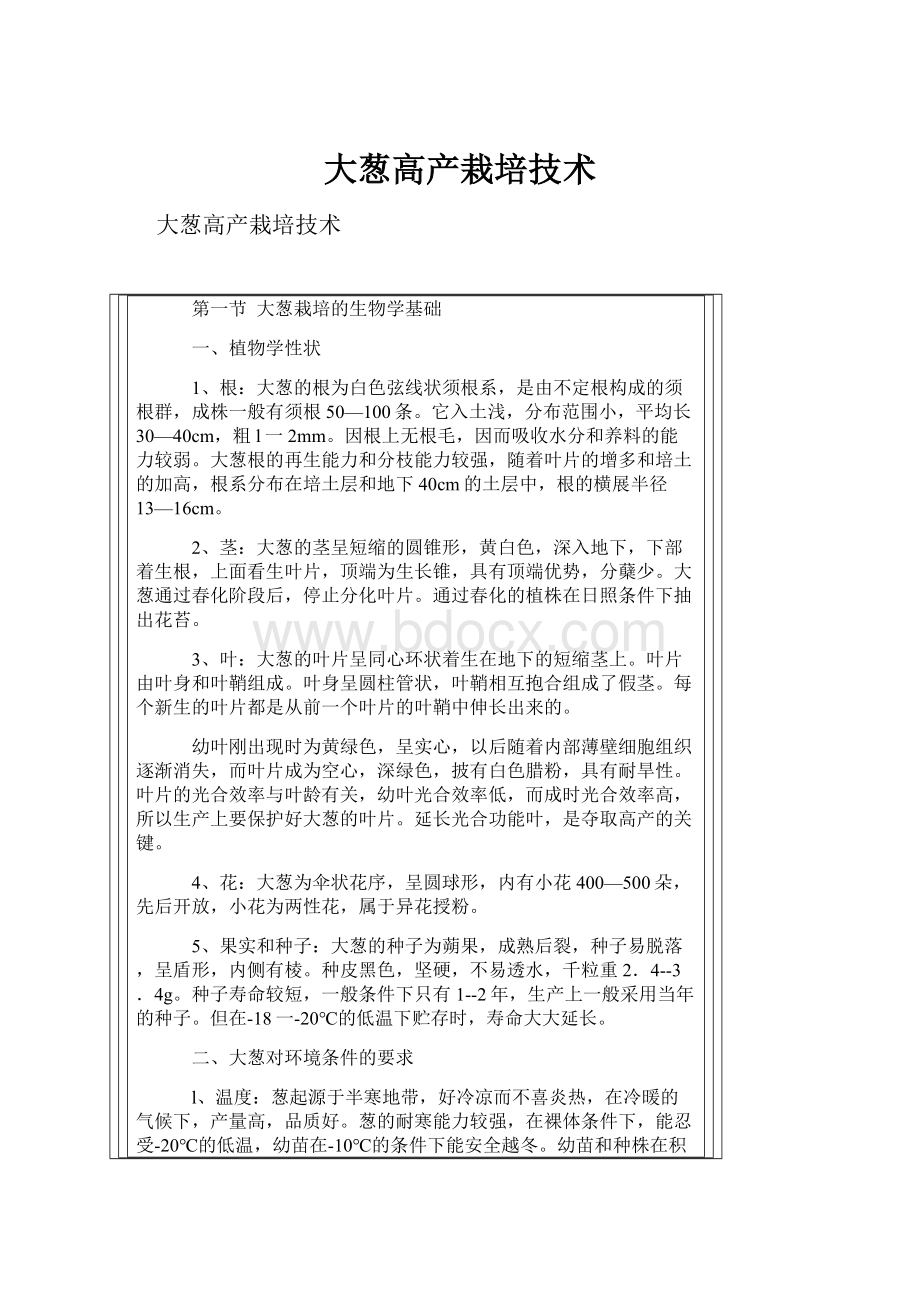 大葱高产栽培技术.docx_第1页