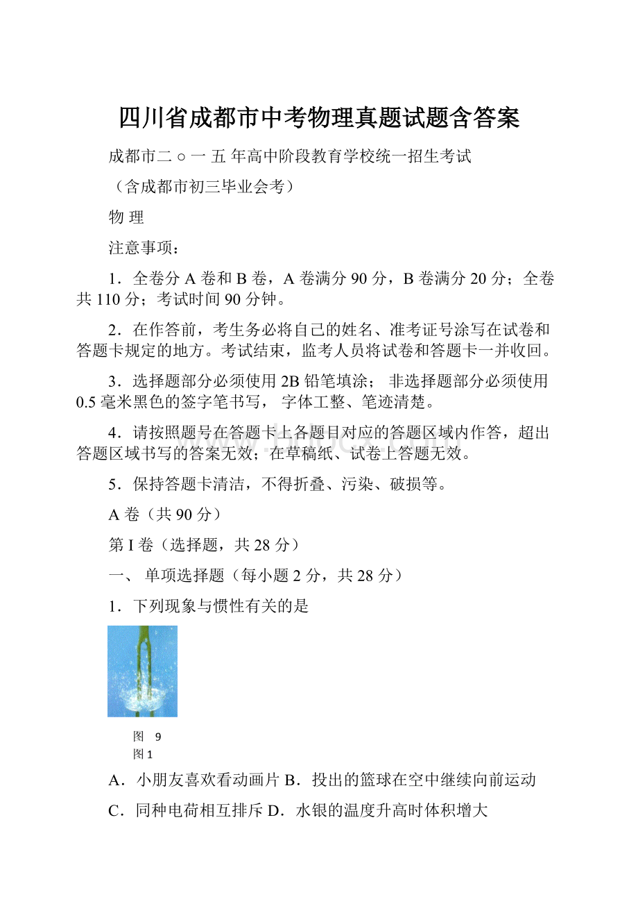 四川省成都市中考物理真题试题含答案.docx