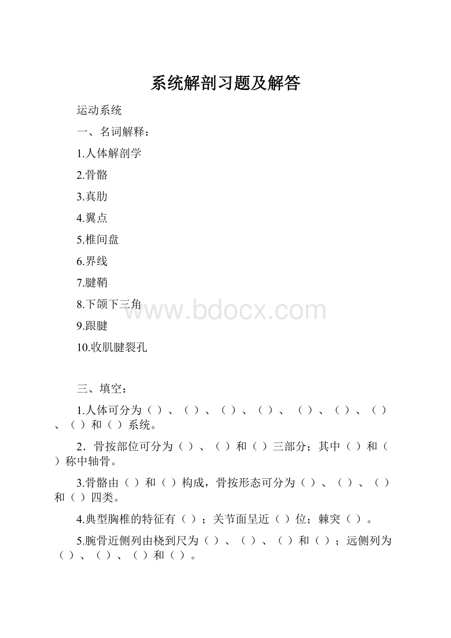 系统解剖习题及解答.docx