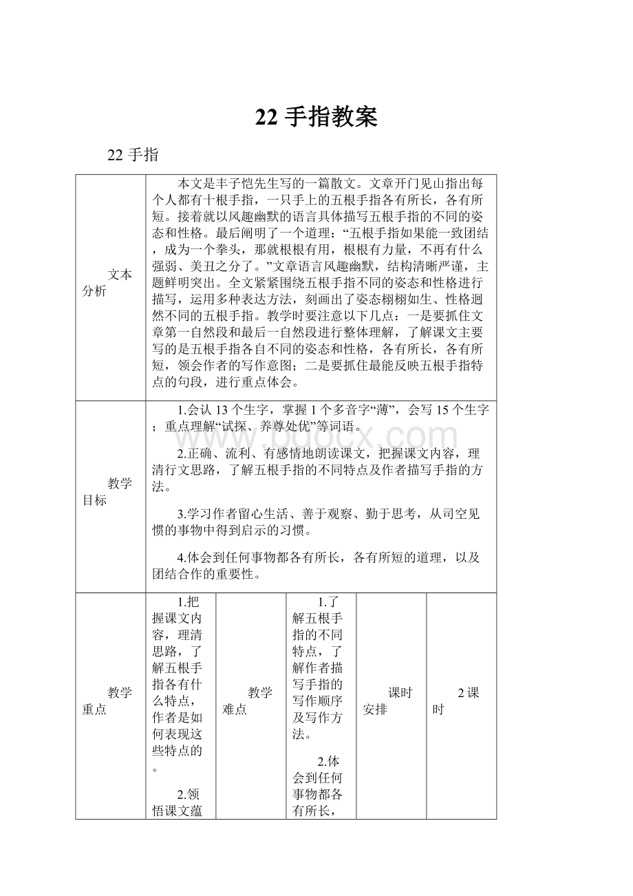 22 手指教案.docx_第1页