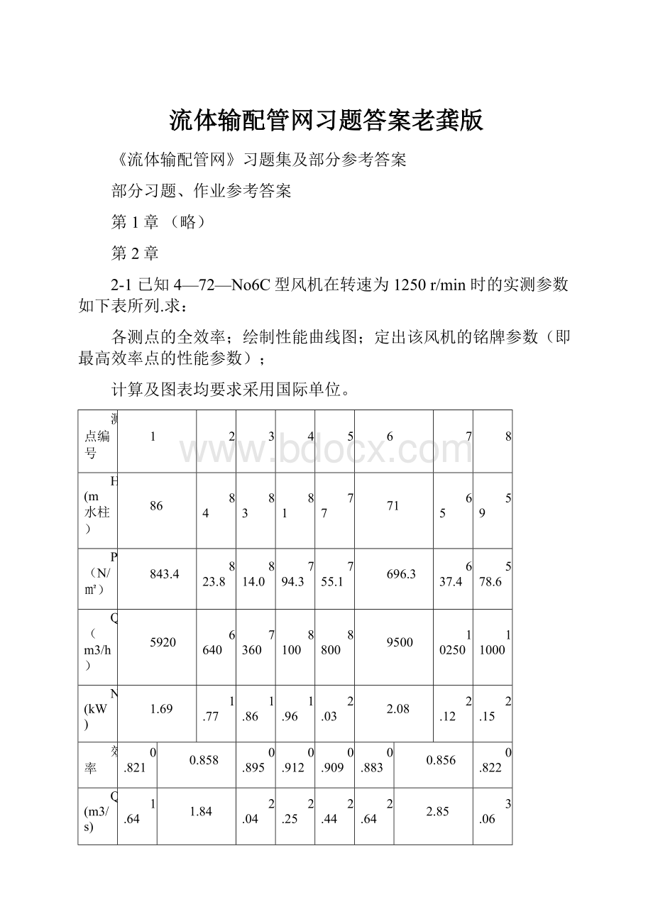 流体输配管网习题答案老龚版.docx_第1页