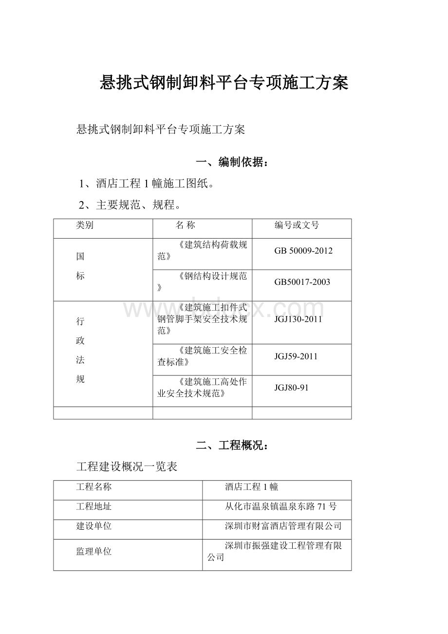 悬挑式钢制卸料平台专项施工方案.docx