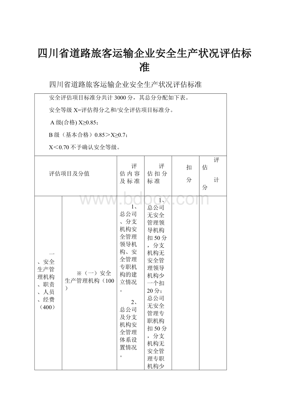 四川省道路旅客运输企业安全生产状况评估标准.docx