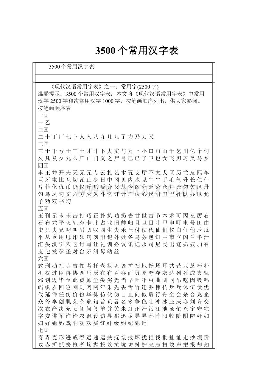 3500个常用汉字表.docx