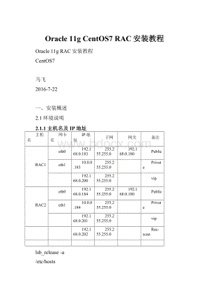 Oracle 11g CentOS7 RAC安装教程.docx