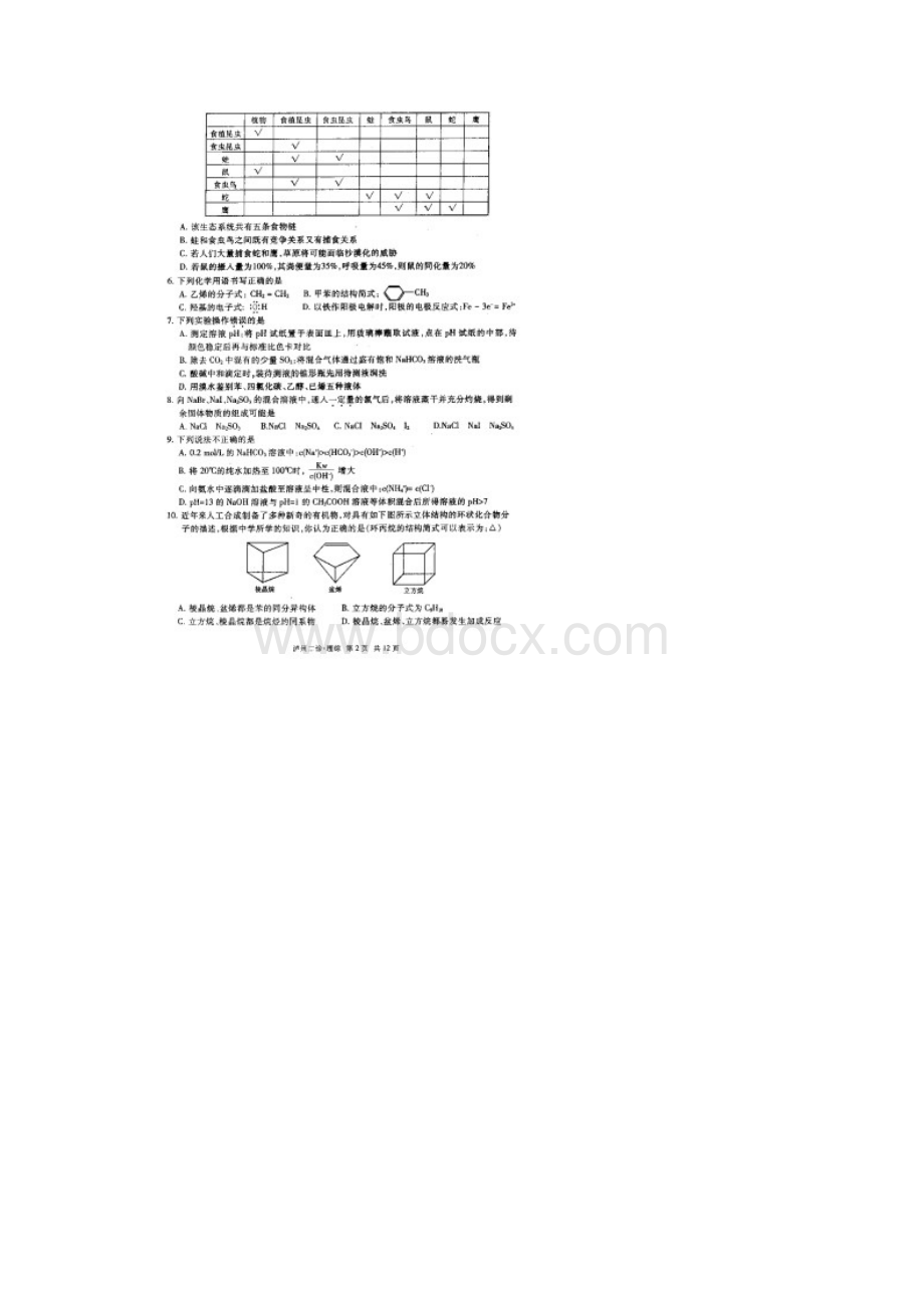 四川省泸州市级高三第二次教学质量诊断性考试理科综合能力测试1.docx_第2页