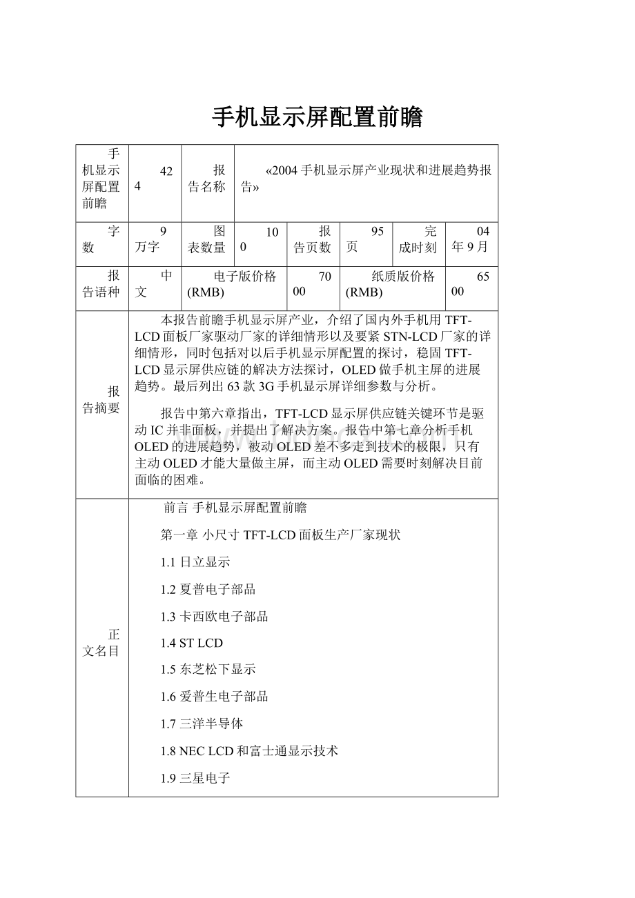 手机显示屏配置前瞻.docx_第1页