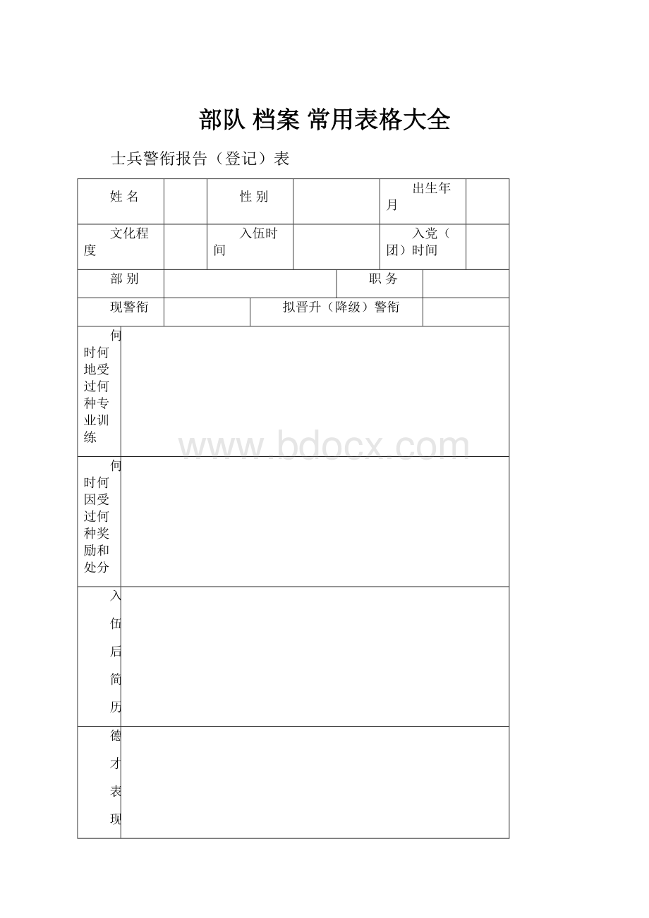 部队 档案 常用表格大全.docx