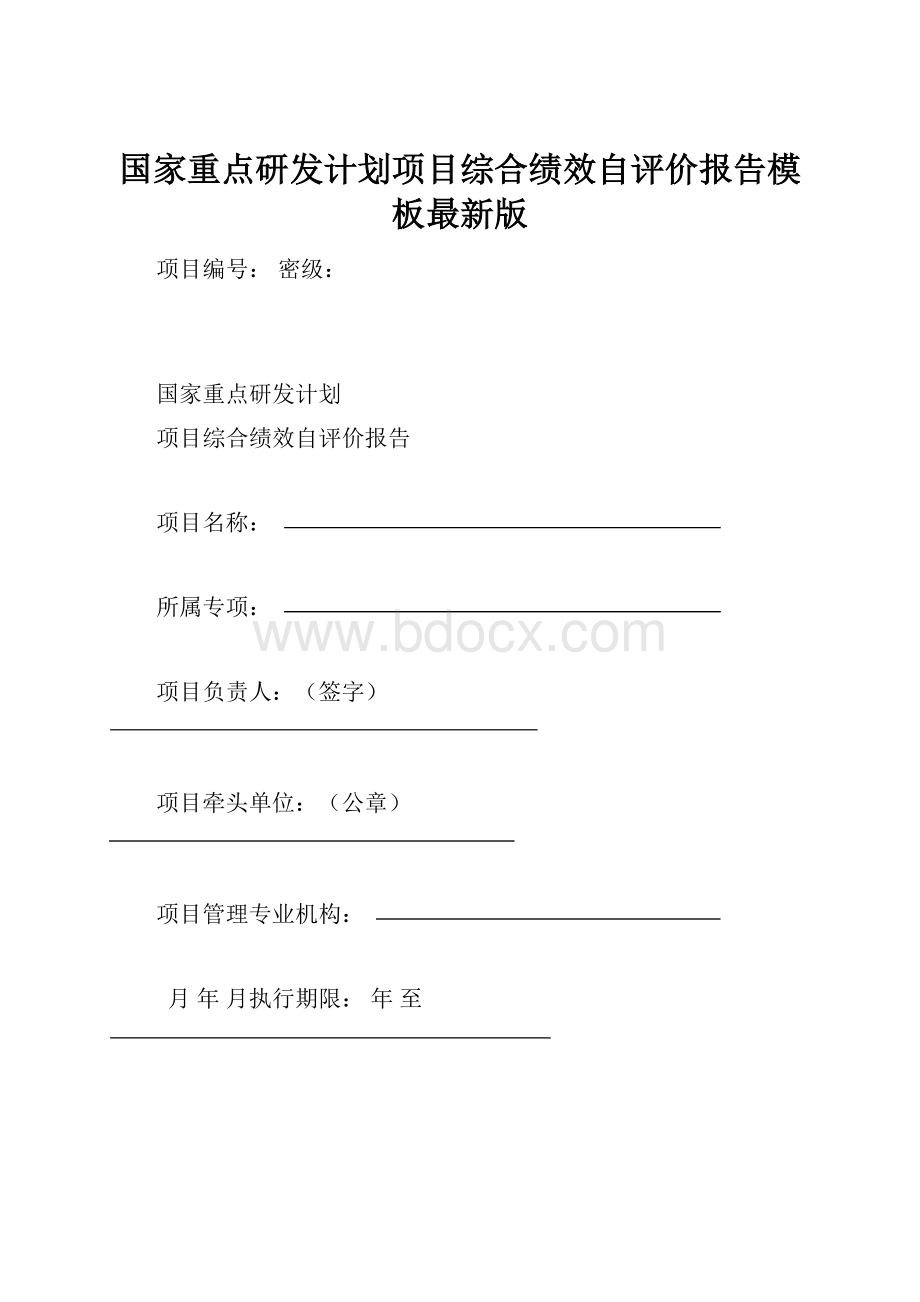 国家重点研发计划项目综合绩效自评价报告模板最新版.docx