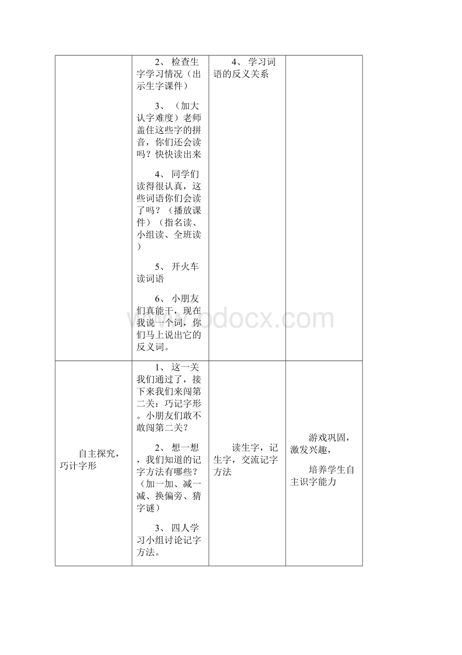 人教版小学语文二年级上册第六单元表格式教案.docx_第2页